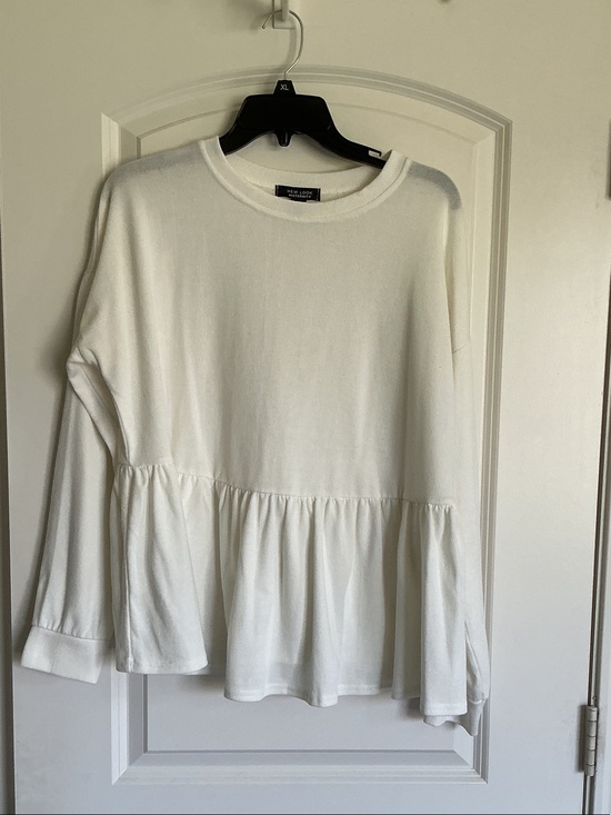 New Look Maternity Tops - New Look Cream Peplum Maternity Long Sleeve Top - Women's